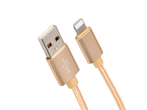 Xwave Kabl USB IPHONE 1.2M 3A,lightning aluminium,upleteni zlatni - Слика 2