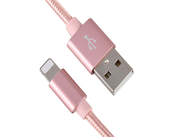 Xwave Kabl USB IPHONE 2M 3A,lightning aluminium,upleteni roze zlatni - Слика 2