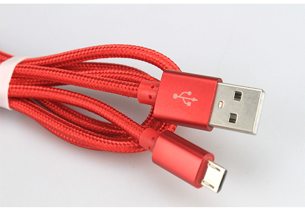 Xwave Kabl USB2.0 na Micro USB 1.2M,2A,aluminium,upleten,crveni - Слика 2