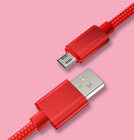 Xwave Kabl USB2.0 na Micro USB 1.2M,2A,aluminium,upleten,crveni - Слика 3