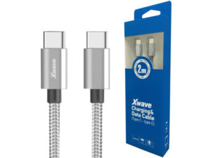 Xwave Kabl Tip-C muški na Tip-C muški 2M 3A 5Gbps,upleteni,tamno sivi