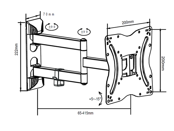 Xstand TV Arm 17-42 long Nosač za TV/nagib-15 do+5/rot.180/VESA 200X200/30kg/7- 42cm od zida - Слика 4