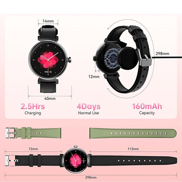Oukitel BT30 Smart Watch for Women 160mAh/Heart rate/SpO2/Blood Preasure/Accelerometer/Crna - Слика 2