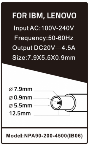 NPA90-200-4500 (IB06) ** Gembird punjac za laptop 90W-20V-4.5A, 7.9x5.5mm yellow PIN (1007)