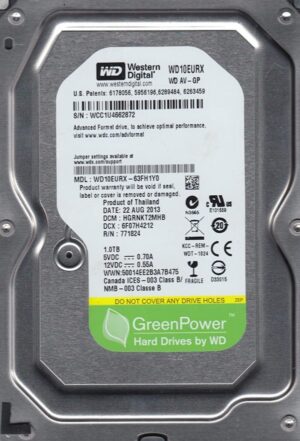 HDD 3.5 * 1TB WD10EURX WD AV-GP Green IntelliPower 64MB SATA3 (2499)