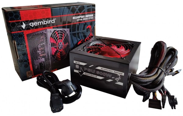 GMB-600-PRO Gembird napajanje 600W 80+BRONZE, PFC,12cm FAN, 20+4pin, 2x4pin,2x 6+2pin, 5xSATA - Слика 2