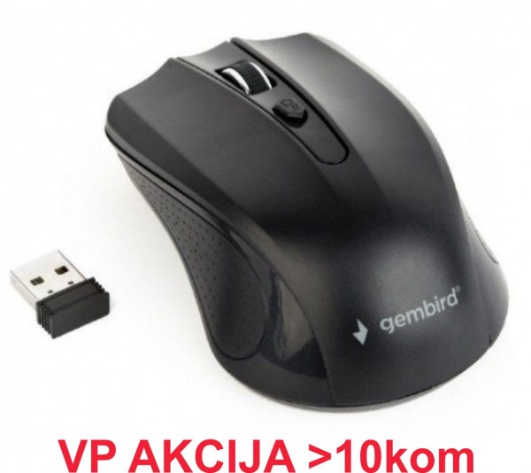 MUSW-4B-04 ** Gembird Bezicni mis 2,4GHz opticki USB 800-1600Dpi black 99mm (317) - Слика 3