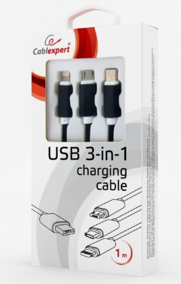 CC-USB2-AM31-1M Gembird USB 3-u-1 kabl za punjenje 8-pin, Type-C, microUSB, crni, 1m - Слика 4