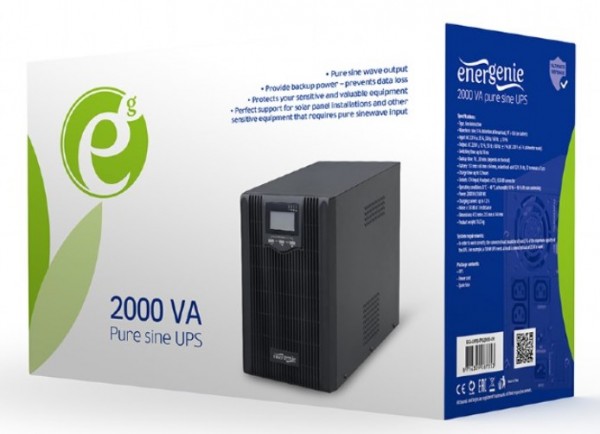 EG-UPS-PS2000-01 Gembird UPS sa stabilizatorom 2000VA (1600W) pure sine wave, LCD, USB, black - Слика 4
