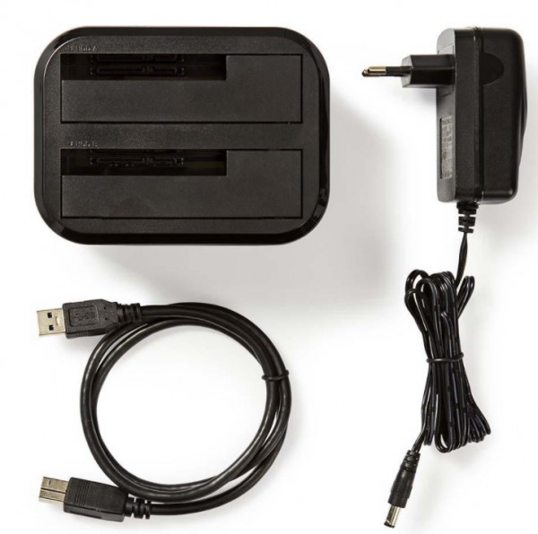 HDDUDB3200BK * Nedis USB 3.0 DUPLI docking station za 2.5/3.5 SATA hard diskove, max 8TB FO - Слика 2