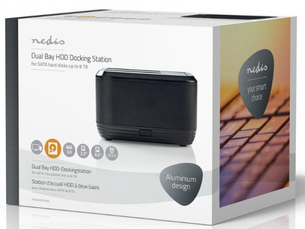 HDDUDB3200BK * Nedis USB 3.0 DUPLI docking station za 2.5/3.5 SATA hard diskove, max 8TB FO - Слика 4