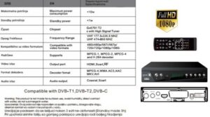 GEMBIRD GMB-TDT-033 ** DVB-T2/C SET TOP BOX USB/HDMI/Scart/RF-out, PVR, Full HD,H264, hdmi-kabl (1319)