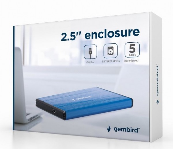 EE2-U3S-3-DB Gembird USB 3.0 Externo kuciste za 2.5 SATA hard diskove, aluminium, deep-blue - Слика 2