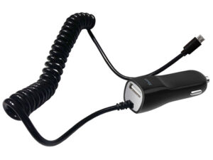 Xwave C21 USB auto punjač/Dual 1xmicroUSB+USB port/5V/1A sa kablom/Crna