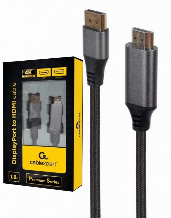 CC-DP-HDMI-4K-6 Gembird DisplayPort na HDMI interface kabl,4K at 60 Hz, Premium Series 1.8m - Слика 3