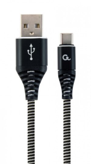 CC-USB2B-AMCM-1M-BW Gembird Premium cotton braided Type-C USB charging - data cable,1 m,black/white