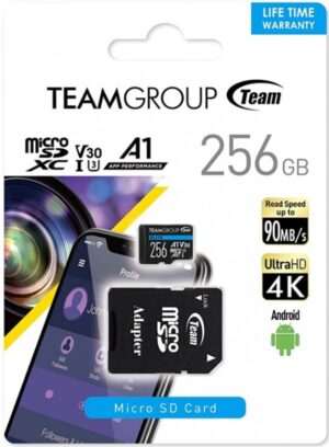 TEAM GROUP TeamGroup MICRO SDXC 256GB ELITE, UHS-I U3 V30 A1, 100/50MB/s +SD Adapter TEAUSDX256GIV30A103