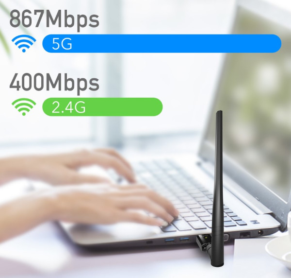 Cudy WU1400 AC1300 Wi-Fi USB 3.0 Adapter,2.4+5Ghz,5dBi high gain detach.antenna,AP(Alt.U1,U6) - Слика 3