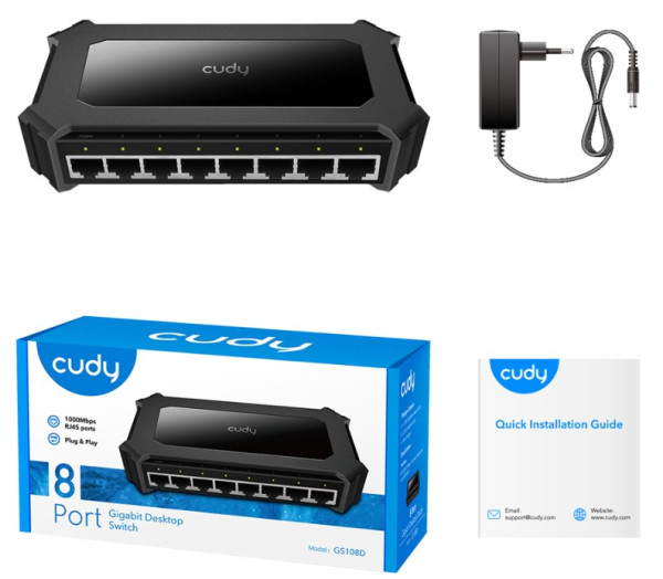 Cudy GS108D 8-Port Gbit desktop Switch, 8x RJ45 10/100/1000 (Alt.PFS3008-8GT-L) - Слика 4