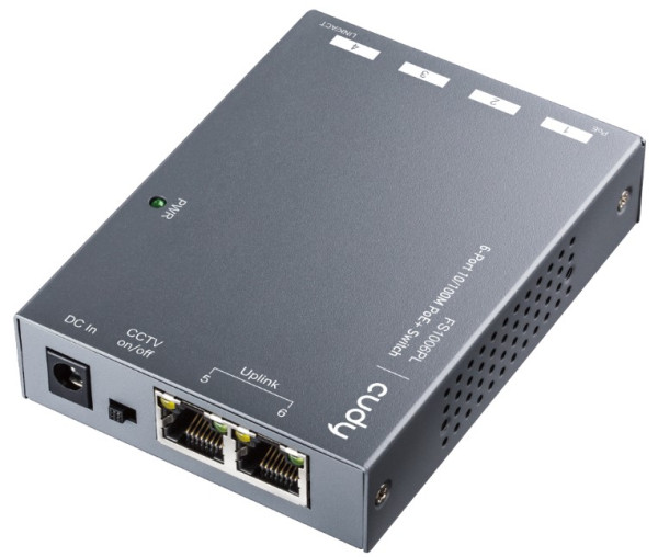 Cudy FS1006PL 6-Port 10/100M PoE+ Switch, 60W external, max 32W/PoE, UPLINK, 250m, 4KV protection - Слика 2