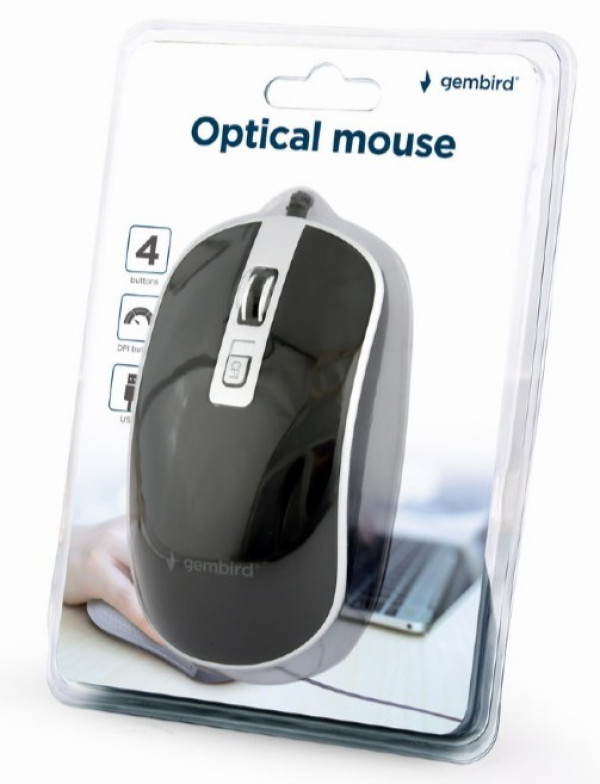 MUS-4B-06-BS Gembird Opticki mis 800-1200Dpi 4-button 99mm black/silver USB - Слика 4
