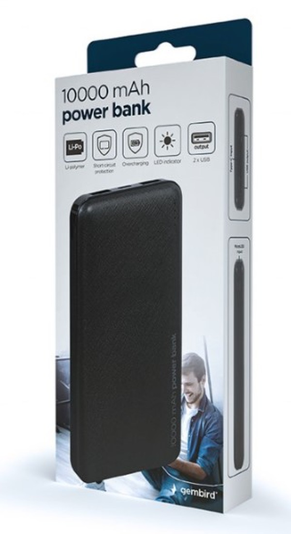 PB10-02 Gembird power bank 10000mAh 2xUSB, LED - Слика 4