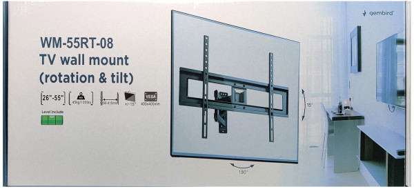 WM-55RT-08 ** Gembird rotate/tilt VESA max.40x40cm 26-55 max.45kg (799) - Слика 2