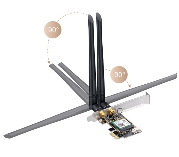 Cudy WE3000 AX5400 Wi-Fi 6E + BT5.2 PCI Express Adapter 2.4+5Ghz, 2x5dBi detachable antenna - Слика 2