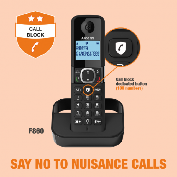 Fiksni bezicni telefon ALCATEL F860,100kontakta, SMART CALL BLOCK / SRPSKI - Слика 4