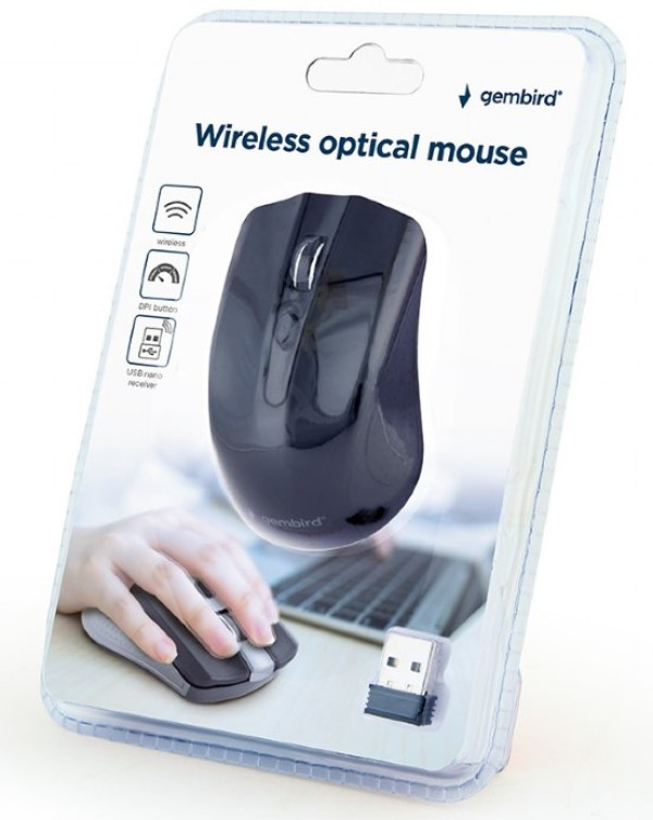 MUSW-4B-04 ** Gembird Bezicni mis 2,4GHz opticki USB 800-1600Dpi black 99mm (317) - Слика 4