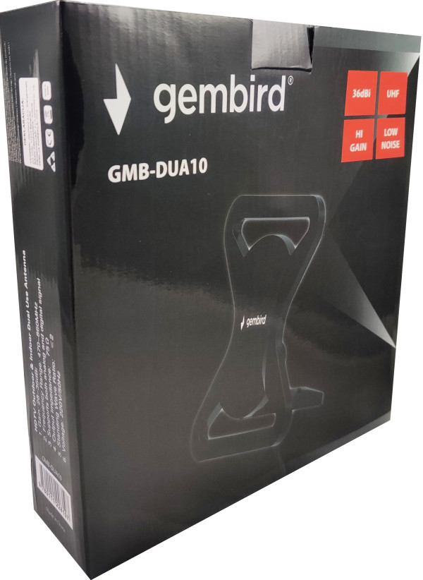 GMB-DUA10 **Gembird Antena sobna/spoljna sa pojacalom, 23x21cm, UHF, dobit 36dB sa kablom 10m (959) - Слика 3