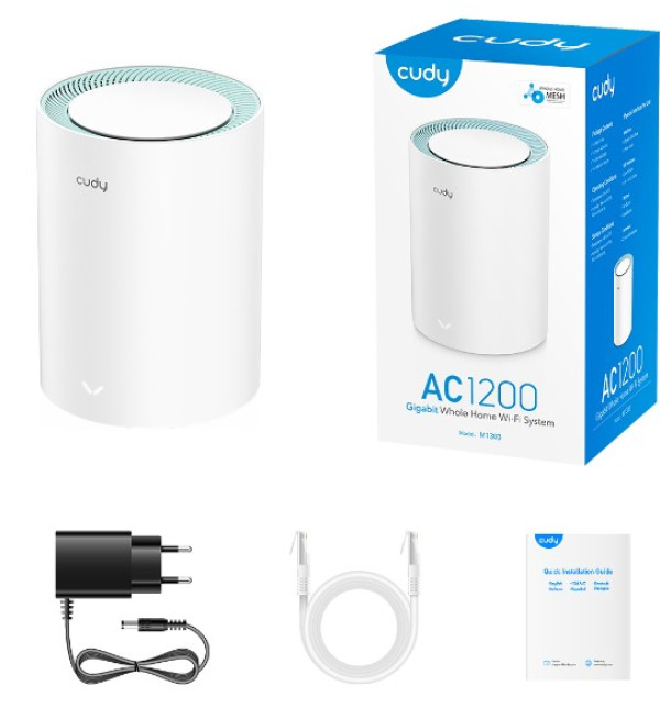 Cudy M1300 1-pack AC1200 Dual Band 2.4Ghz+5Ghz WiFi MESH, GiGABIT, 4x Antena 16MB/128DDR, 16/128mb - Слика 4