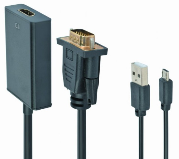 A-VGA-HDMI-01 Gembird VGA to HDMI and audio cable, single port, black WITH AUDIO - Слика 2