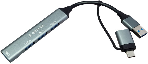 UHB-U3P4-06 ** Gembird HUB Type-A+C to 3*USB2.0 + 1*USB3.0 Aluminum (287) - Слика 2