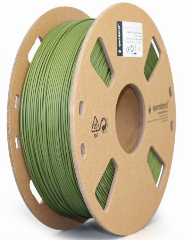 GEMBIRD 3DP-PLA-01-MTMG Mat PLA Filament za 3D stampac 1.75mm, kotur 1KG, military green - Слика 2