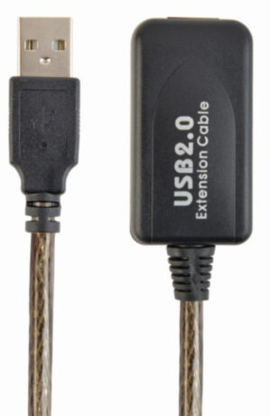 UAE-01-5M Gembird USB 2.0 active extension cable, black color, bulk package, 5m