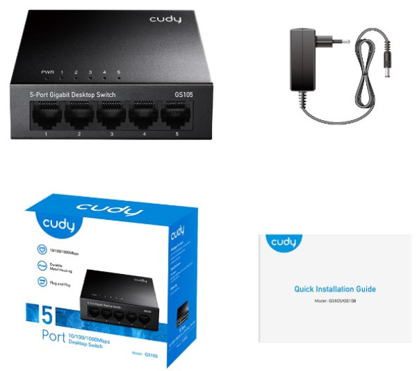 Cudy GS105 metalni 5-Port Gbit Desktop Switch, 5x RJ45 10/100/1000 (Alt. G1005) ver 3.0 - Слика 4