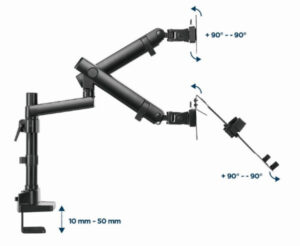 MA-DA3-02 Gembird Podesivi stoni drzac za monitor tilt, 17-32 max.2x8kg +nosac za laptop,full-motion