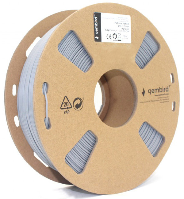 GEMBIRD 3DP-PLA+1.75-02-GR PLA-PLUS Filament za 3D stampac 1,75mm kotur 1KG Grey - Слика 4