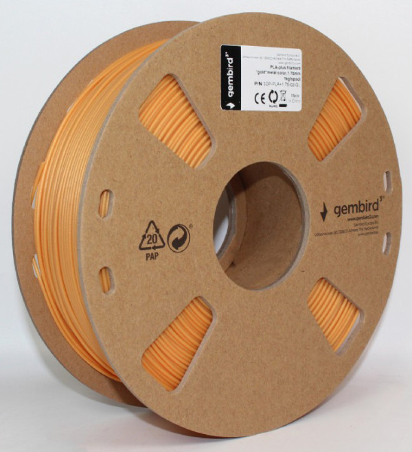 GEMBIRD 3DP-PLA+1.75-02-GL PLA-PLUS Filament za 3D stampac 1,75mm kotur 1KG GOLD Metal - Слика 4