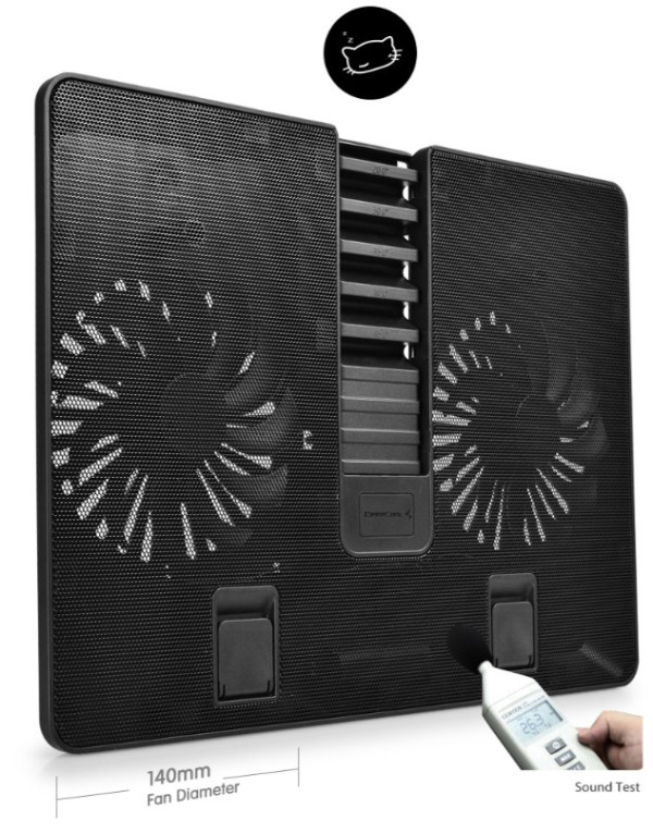 DeepCool U PAL Hladnjak za laptop 15.6 2x140mm.Fan 1000rpm 92CFM 26dB 390x280x27mm USB3.0 (postolje - Слика 10