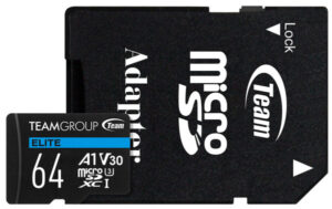 TEAM GROUP TeamGroup MICRO SDXC 64GB ELITE, UHS-I U3 V30 A1, 100/50MB/s +SD Adapter TEAUSDX64GIV30A103