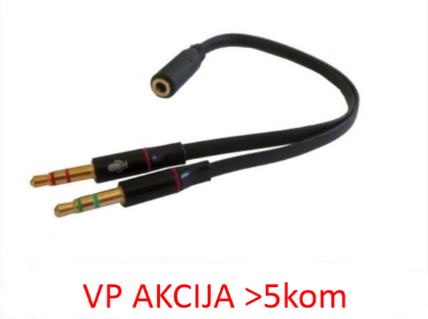 CCA-418A ** Gembird 3.5mm Headphone Mic Audio Y Splitter Cable Female to 2x3.5mm Male adapter (95) - Слика 4
