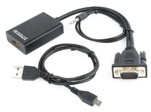 A-VGA-HDMI-01 Gembird VGA to HDMI and audio cable, single port, black WITH AUDIO - Слика 5