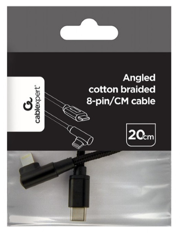 CC-USB2-CMLML-0.2M Gembird Kabl USB-C na 8pin pod uglom 0,2m Black - Слика 4