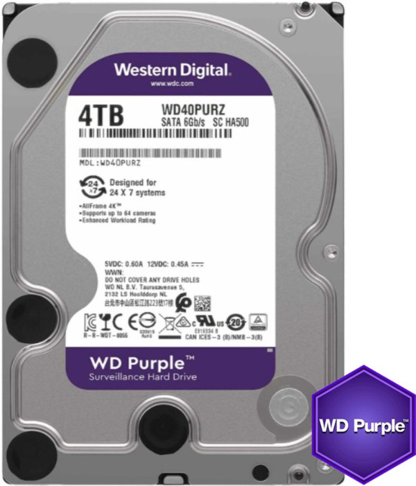 HDD 3.5 4TB WD40PURZ WD Purple 24/7 5400RPM 64MB SATA3 - Слика 5