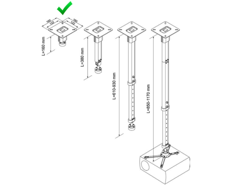 VEGA CM 25-160 univerzalni plafonski nosač za projektor - Слика 4