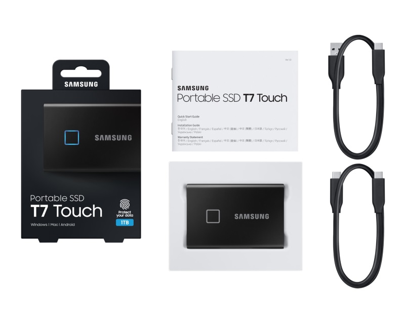 SAMSUNG Portable T7 Touch 1TB crni eksterni SSD MU-PC1T0K - Слика 9