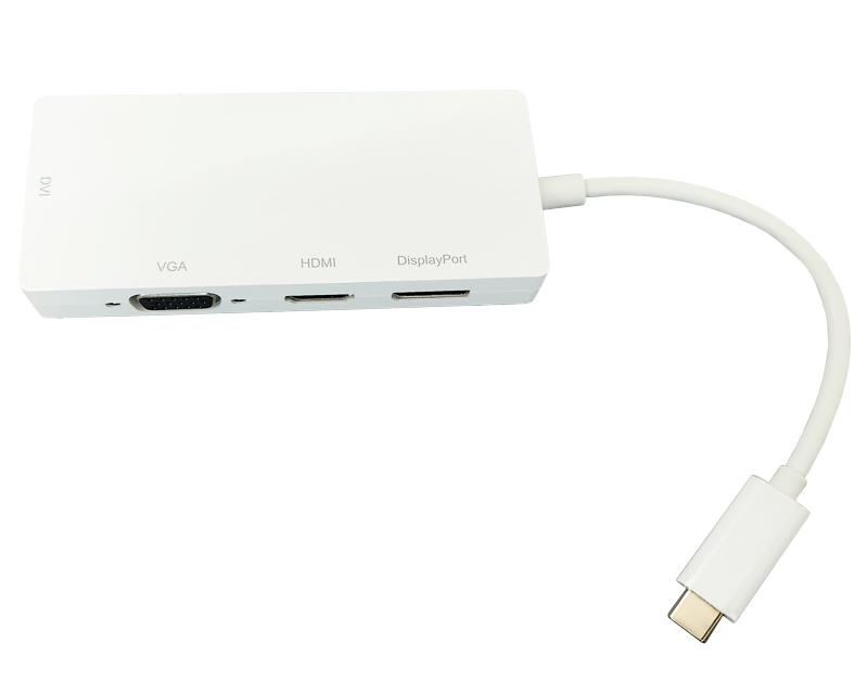 E-GREEN Adapter USB 3.1 tip C (M) - Display Port + HDMI + VGA + DVI (F) beli - Слика 2