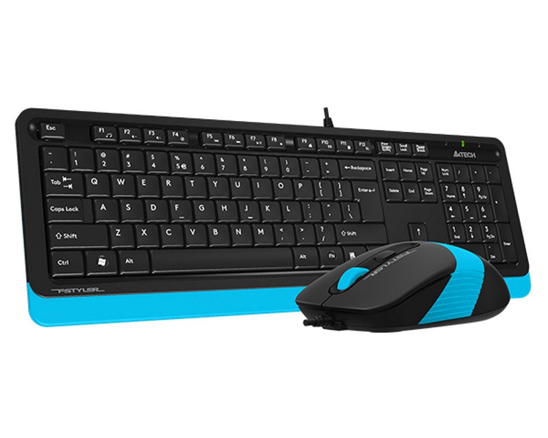 A4 TECH F1010 FSTYLER USB US plava tastatura + USB plavi miš - Слика 3